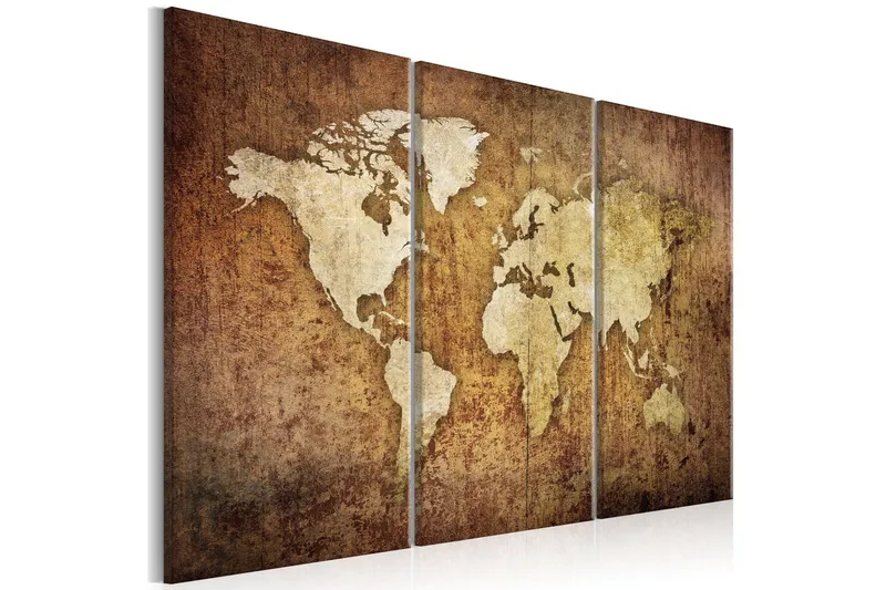 Tavla World Map Brown Texture 120x80 - Artgeist sp. z o. o. — Artgeist sp. z o. o.