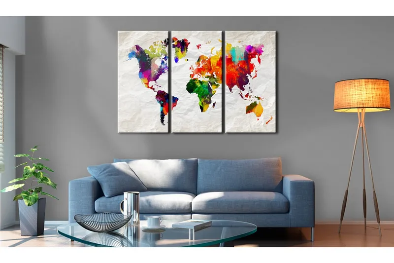 Tavla World Map: Rainbow Madness II 90x60 - Artgeist sp. z o. o. — Artgeist sp. z o. o.