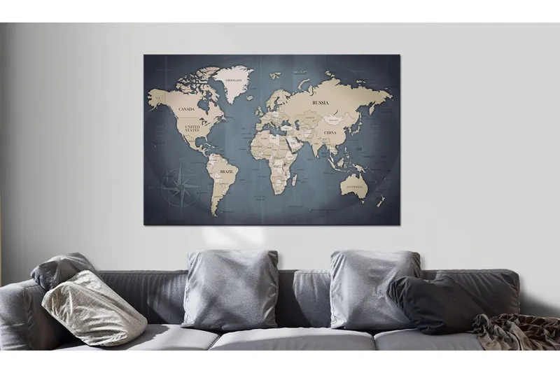 Tavla World Map: Shades of Grey 120x80 - Artgeist sp. z o. o. — Artgeist sp. z o. o.
