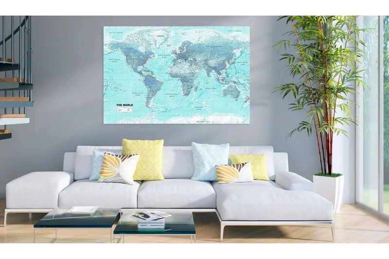 Tavla World Map: Sky Blue World 120x80 - Artgeist sp. z o. o. — Artgeist sp. z o. o.