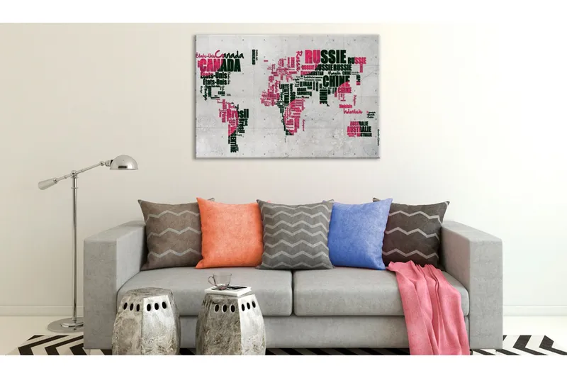 Tavla World Map: The French Connection (FR) 90x60 - Artgeist sp. z o. o. — Artgeist sp. z o. o.
