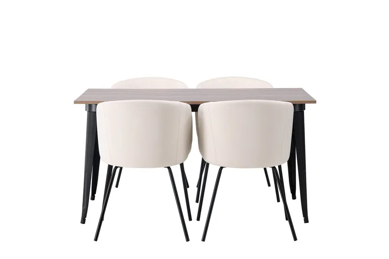 Tempe Matgrupp 140 cm Rektangulär med 4 Berit stolar - Beige (Art.nr 3059456) — Venture Home