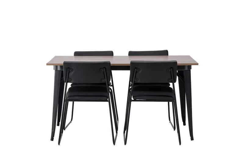 Tempe Matgrupp 140 cm Rektangulär med 4 Kenth Stolar - Svart — Venture Home
