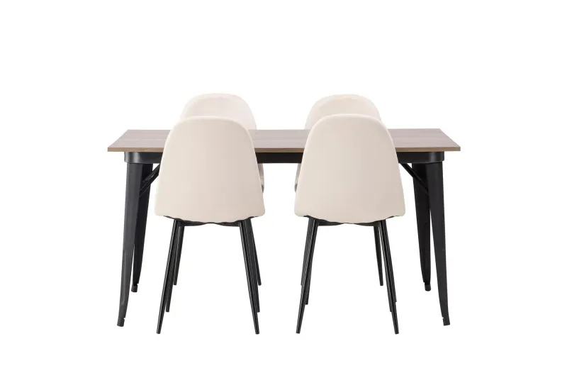 Tempe Matgrupp 140 cm Rektangulär med 4 Polar stolar - Beige — Venture Home