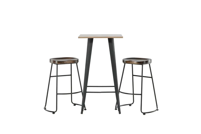Tempe Matgrupp 60 cm Rektangulär med 2 Ozark stolar - Svart — Venture Home