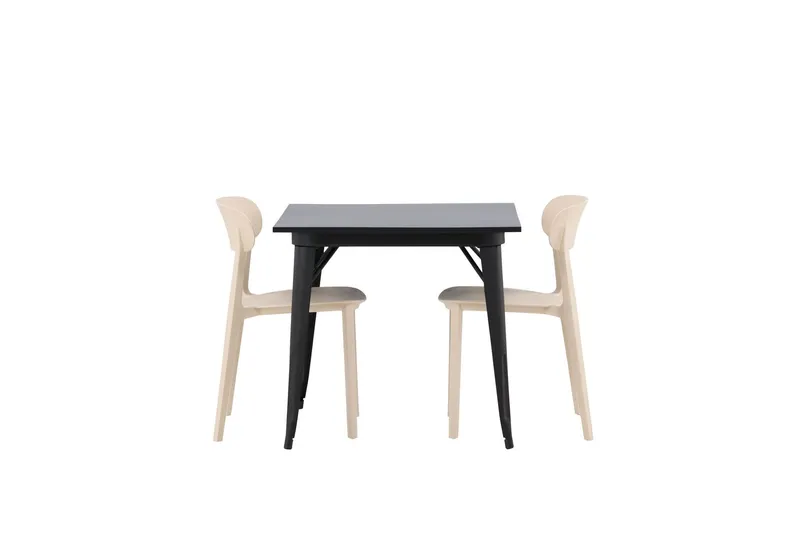 Tempe Matgrupp 80 cm Rektangulär med 2 Åstol stolar - Svart — Venture Home