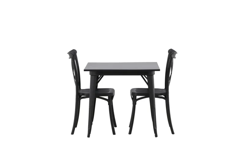 Tempe Matgrupp 80 cm Rektangulär med 2 Crosett stolar - Svart — Venture Home
