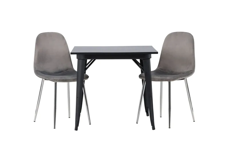 Tempe Matgrupp 80 cm Rektangulär med 2 Eva stolar - Svart — Venture Home