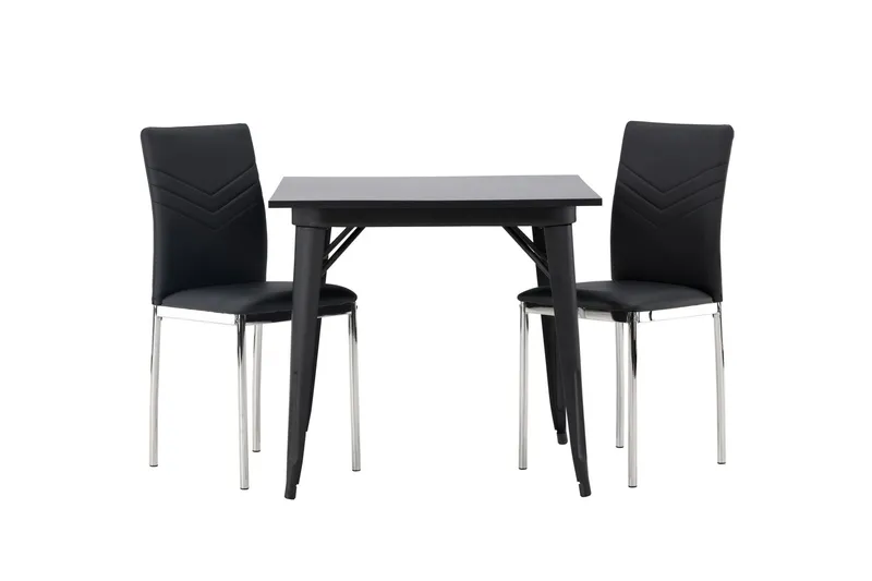 Tempe Matgrupp 80 cm Rektangulär med 2 Lily stolar - Svart — Venture Home