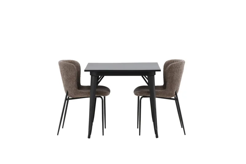 Tempe Matgrupp 80 cm Rektangulär med 2 Modesto stolar - Svart — Venture Home