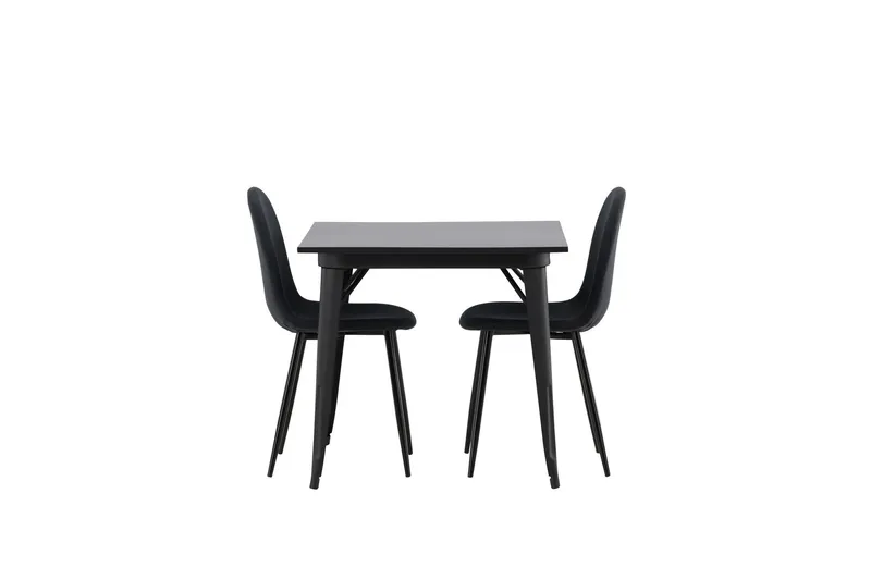 Tempe Matgrupp 80 cm Rektangulär med 2 Polar stolar - Svart (Art.nr 3059461) — Venture Home