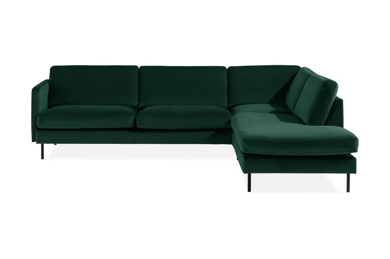 Teodin 2,5-sits Sammetssoffa med Schäslong Höger - Grön — Grön