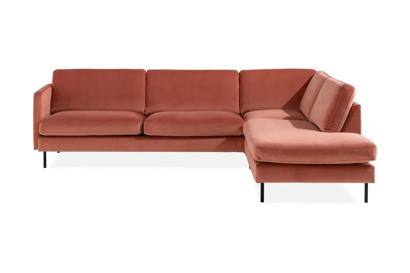 Teodin 2,5-sits Sammetssoffa med Schäslong Höger - Rosa — Rosa