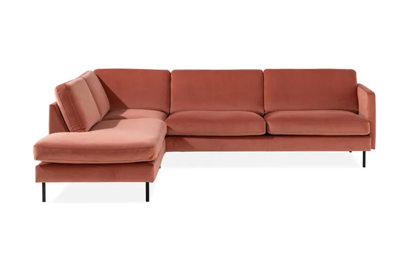 Teodin 2,5-sits Sammetssoffa med Schäslong Vänster - Rosa — Rosa