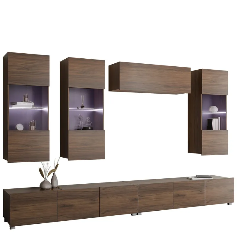 Tessan Tv väggenhet med LED-belysning - brun (Art.nr 3433562) — brun