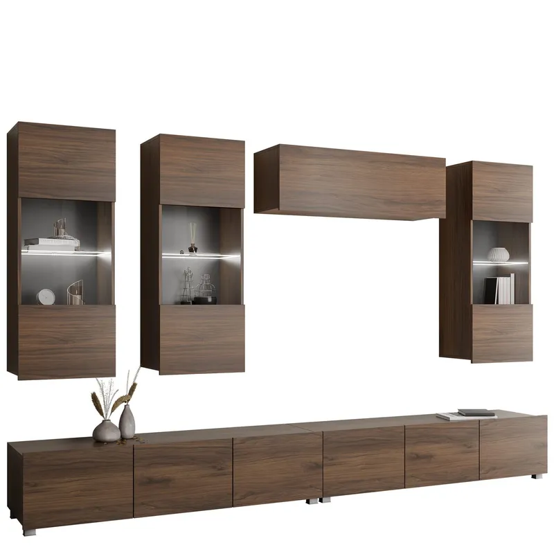 Tessan Tv väggenhet med LED-belysning - brun (Art.nr 3433563) — brun