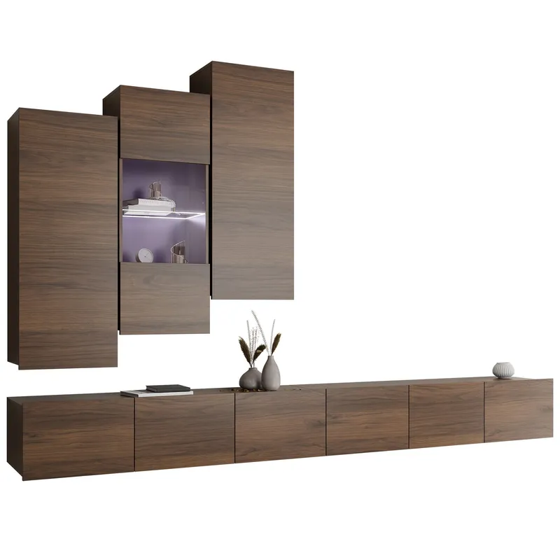 Tessan Tv väggenhet med LED-belysning - brun (Art.nr 3433573) — brun