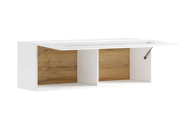 Toreno Lågt Vitrinskåp 37 cm djup 131 cm bred 45 cm hög Ljust Trä - Vit/Natur — Vit/Natur