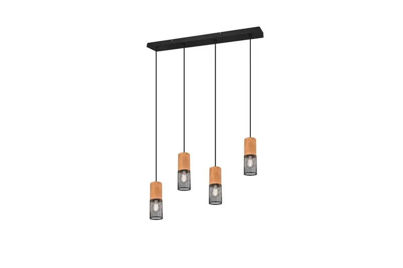 Tosh Taklampa 4L E27 mattsvart - Natur/Matt svart — Trio Lighting