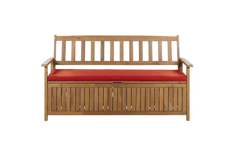 Trädgårdsbänk med dyna Sovana Ljus trä/röd, 160 cm - Ljus trä/röd, 160 cm — Ljus trä/röd, 160 cm