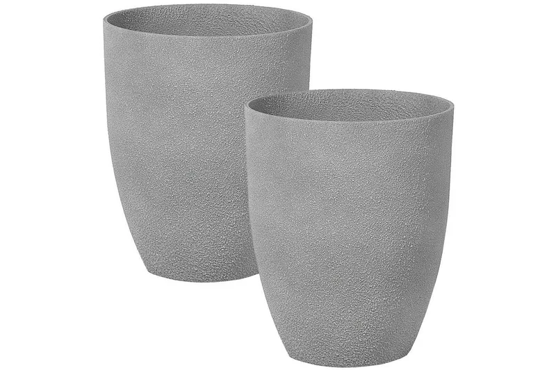 Trädgårdskruka Croton set om 2 Grå, 35x35x42 cm - Grå, 35x35x42 cm — Grå, 35x35x42 cm