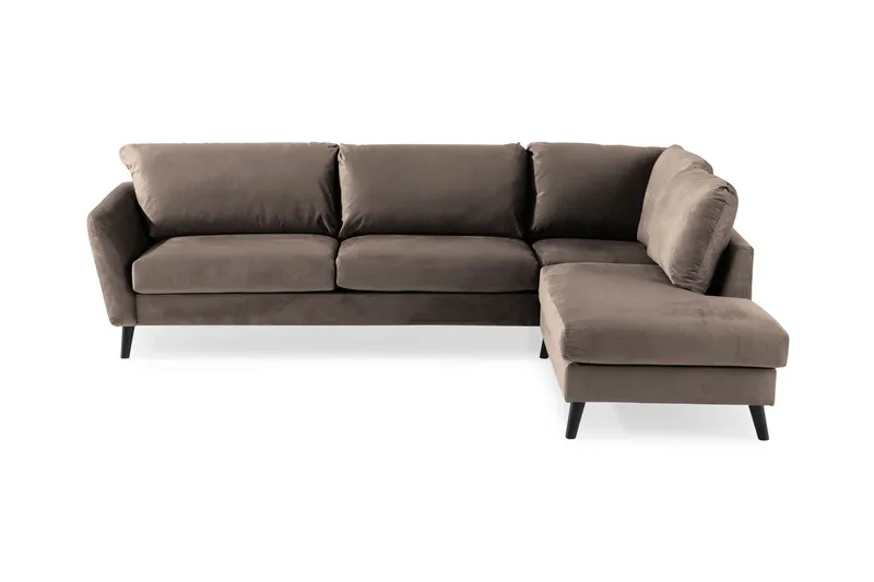 Trend 4-sits Högervänd L-formad Schäslongsoffa i Sammet - Brun — Brun