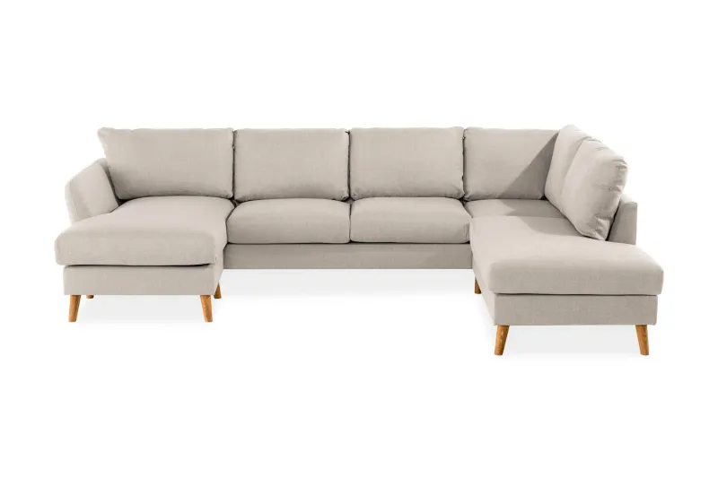 Trend 4-sits Högervänd U-formad Soffa med Divan och Schäslong i Tyg - Beige — Beige