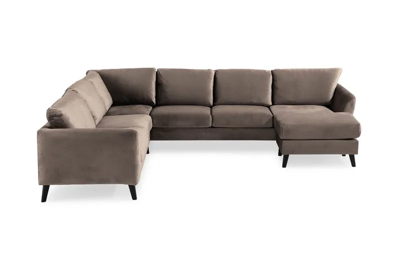 Trend 5-sits Högervänd L-formad Hörnsoffa med Divan i Sammet - Brun — Brun