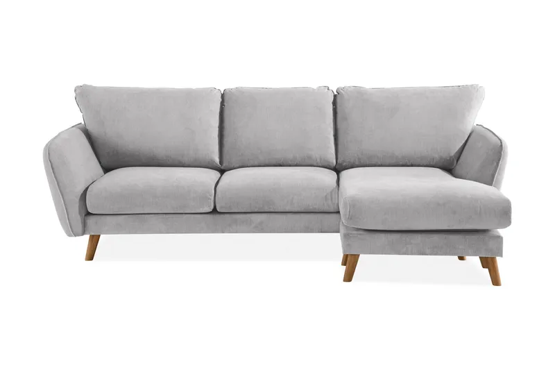 Trend Lyx 3-sits Högervänd L-formad Divansoffa i Tyg - Ljusgrå (Art.nr 666001) — Ljusgrå