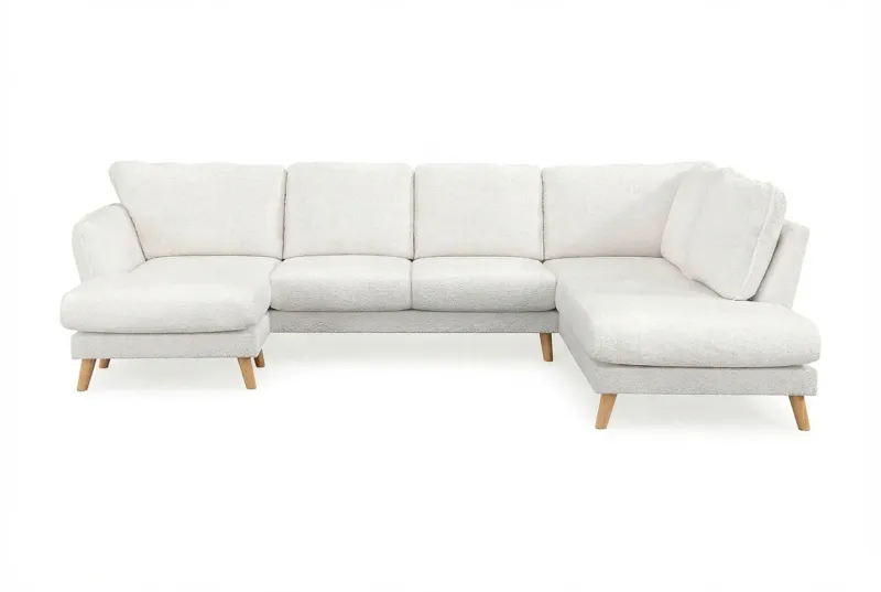 Trend Lyx 4-sits Högervänd U-formad Soffa med Divan och Schäslong i Bouclé - Vit (Art.nr 1522787) — Vit