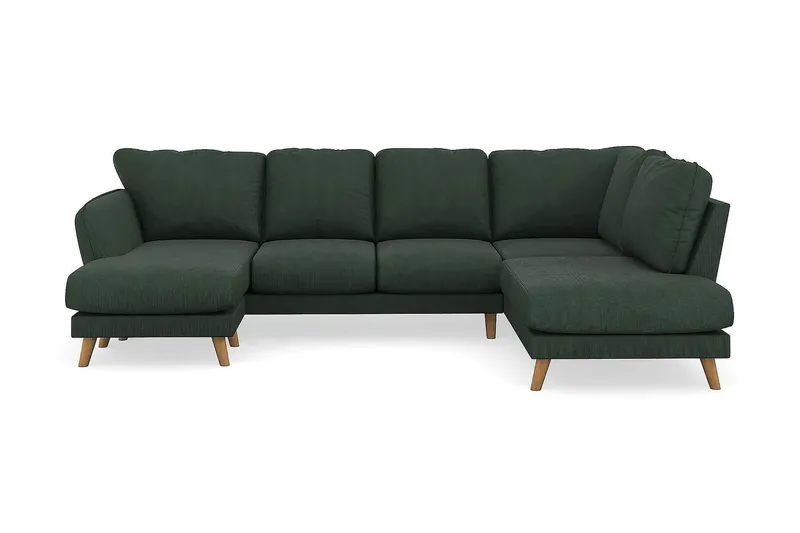 Trend Lyx 4-sits Högervänd U-formad Soffa med Divan och Schäslong i Manchester - Mörkgrön (Art.nr 1522353) — Mörkgrön