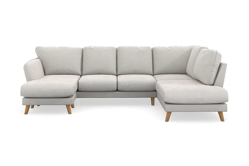 Trend Lyx 4-sits Högervänd U-formad Soffa med Divan och Schäslong i Sammet - Krämvit (Art.nr 1522837) — Krämvit