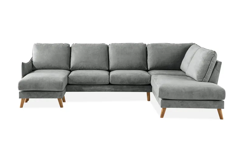 Trend Lyx 4-sits Högervänd U-formad Soffa med Divan och Schäslong i Tyg - Grå (Art.nr 665435) — Grå