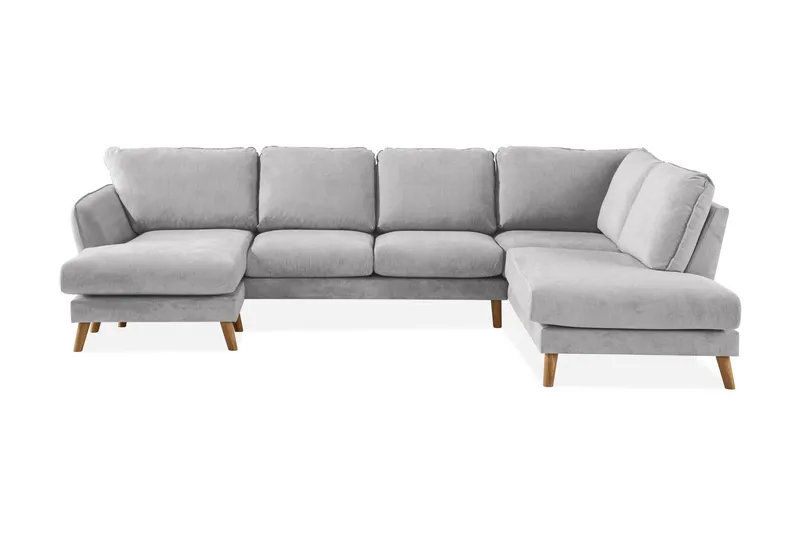 Trend Lyx 4-sits Högervänd U-formad Soffa med Divan och Schäslong i Tyg - Ljusgrå (Art.nr 665386) — Scandi Days
