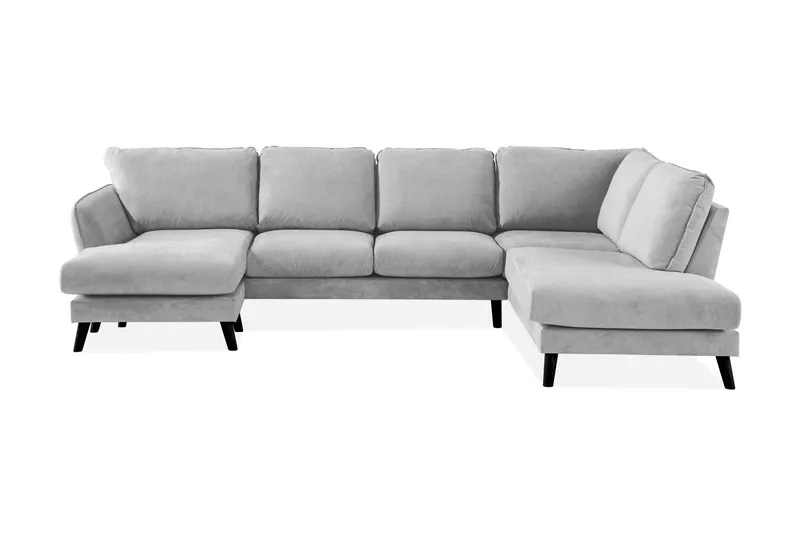 Trend Lyx 4-sits Högervänd U-formad Soffa med Divan och Schäslong i Tyg - Ljusgrå (Art.nr 665654) — Scandi Days