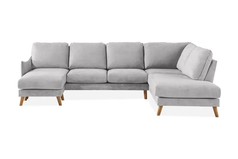 Trend Lyx 4-sits Högervänd U-formad Soffa med Divan och Schäslong i Tyg - Ljusgrå (Art.nr 665925) — Scandi Days