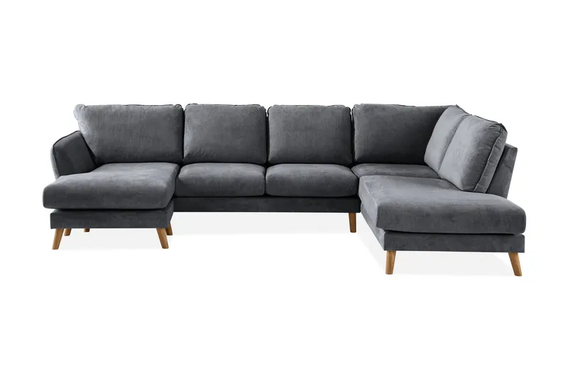 Trend Lyx 4-sits Högervänd U-formad Soffa med Divan och Schäslong i Tyg - Mörkgrå (Art.nr 665732) — Mörkgrå