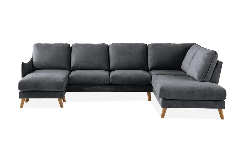 Trend Lyx 4-sits Högervänd U-formad Soffa med Divan och Schäslong i Tyg - Mörkgrå (Art.nr 665883) — Mörkgrå