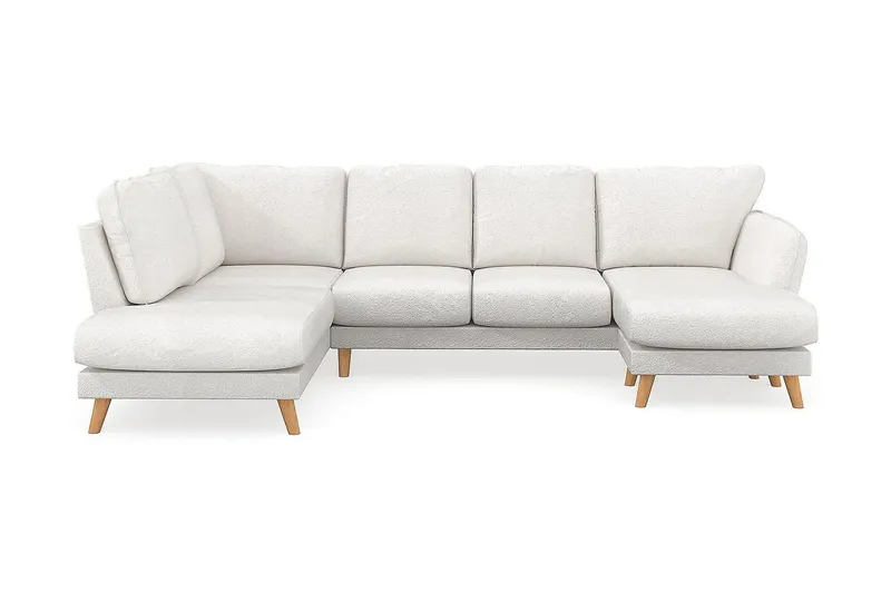 Trend Lyx 4-sits Vänstervänd U-formad Soffa med Divan och Schäslong i Bouclé - Vit (Art.nr 1522770) — Vit