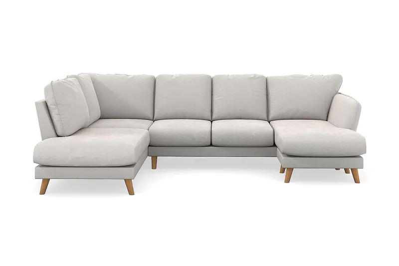 Trend Lyx 4-sits Vänstervänd U-formad Soffa med Divan och Schäslong i Sammet - Krämvit (Art.nr 1522827) — Krämvit
