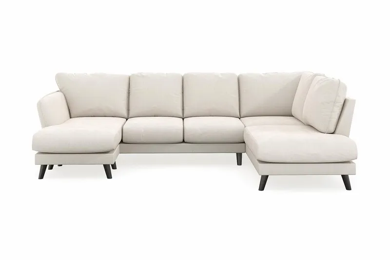 Trend Lyx 4-sits Vänstervänd U-formad Soffa med Divan och Schäslong i Sammet - Krämvit (Art.nr 1522743) — Krämvit