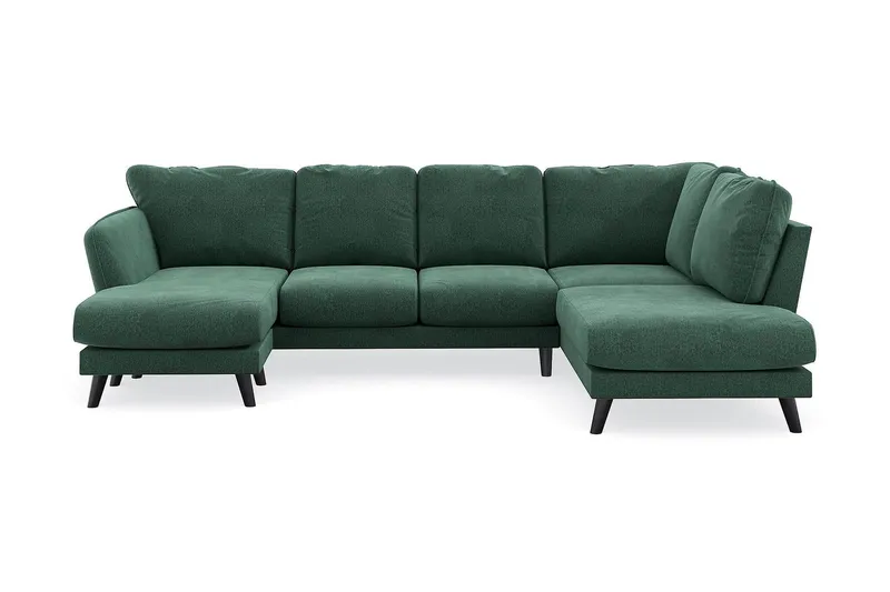 Trend Lyx 4-sits Vänstervänd U-formad Soffa med Divan och Schäslong i Sammet - Mörkgrön (Art.nr 1522368) — Mörkgrön