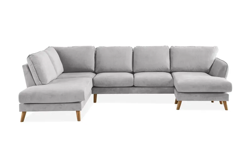 Trend Lyx 4-sits Vänstervänd U-formad Soffa med Divan och Schäslong i Tyg - Ljusgrå (Art.nr 665367) — Ljusgrå
