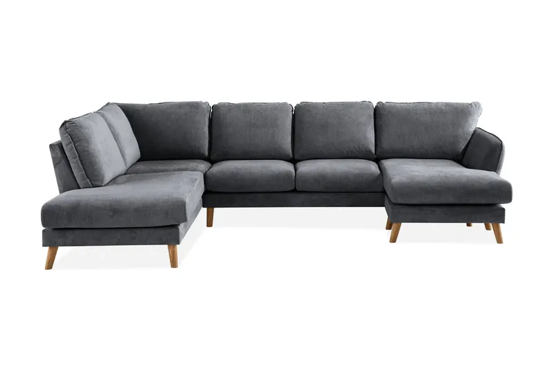 Trend Lyx 4-sits Vänstervänd U-formad Soffa med Divan och Schäslong i Tyg - Mörkgrå (Art.nr 665928) — Mörkgrå