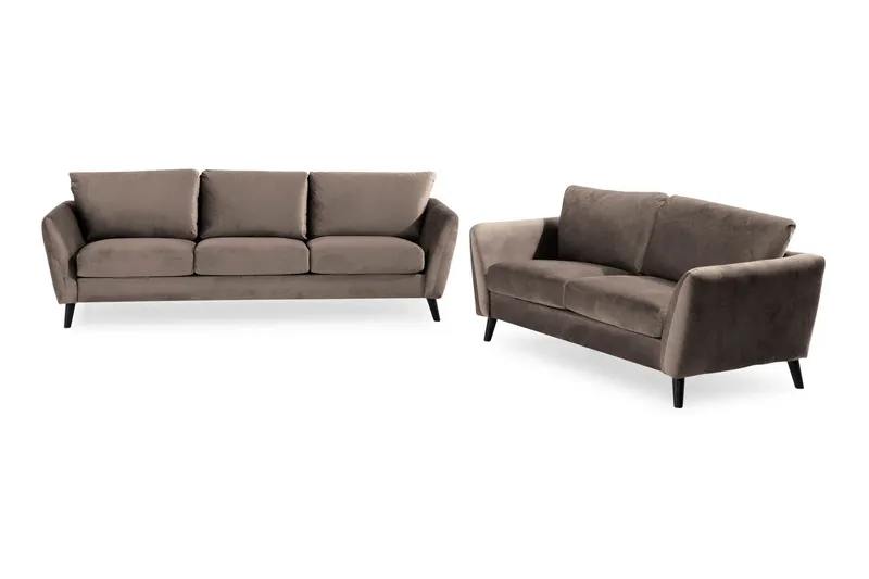 Trend Soffgrupp 3-sits + 2-sits Sammetssoffa - Brun — Brun