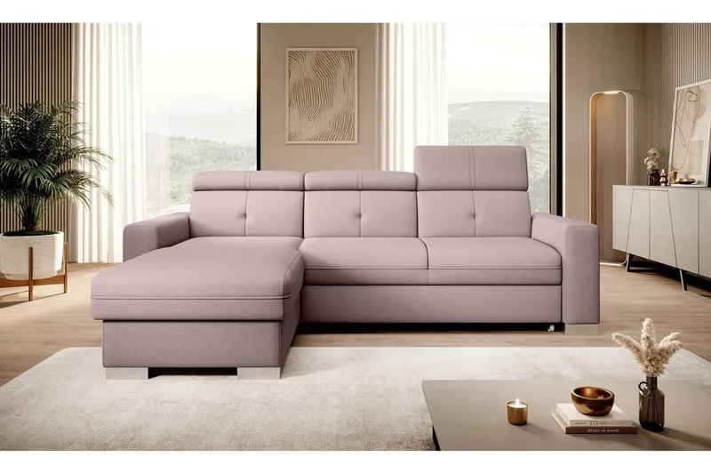 Trent Bäddsoffa m. Divan med Förvaring 3-sits - Rosa (Art.nr 1722199) — Rosa