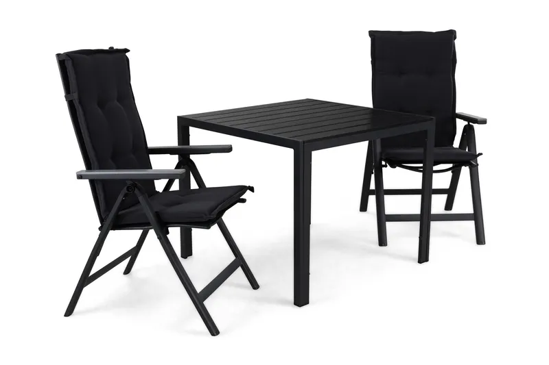 Tunis Matgrupp Utomhus 90 + 2 Monaco Positionsstol m Dyna - Svart/Svart/Grå/Grå — Comfort Garden