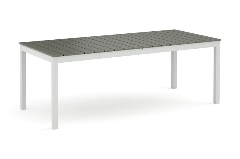 Tunis Rektangulärt Stort Förlängningsbart Matbord utomhus 205/305x90 cm i metall plast - Grå/Vit — Comfort Garden