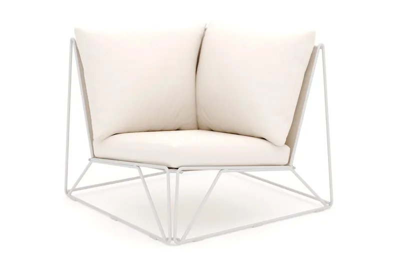 Usteryd hörnmodul utomhus i järn med vattenavisande dyna i beige - Beige — Comfort Garden