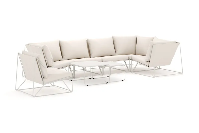 Usteryd utomhus hörnsoffa 6-sits vändbar med fåtölj - Beige/Beige (Art.nr 3117911) — Comfort Garden